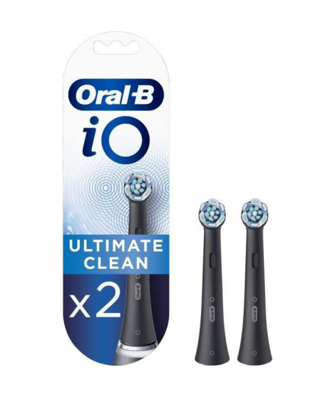 Oral-B iO Ultimate Clean Brossettes de Rechange, Brosse a Dents Électrique, Elimination de la plaque dentaire, Noir, Pack de 2