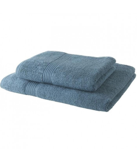 TODAY Lot de 1 Drap de Bain 100% coton 70x30 cm + 1 Serviette de Bain 50x100 cm - Paon