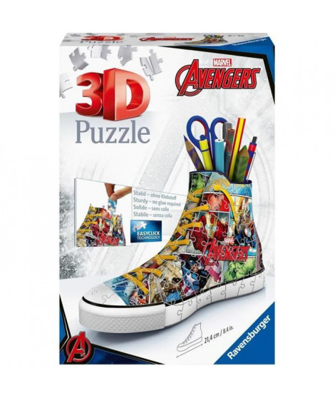 AVENGERS Puzzle 3D Sneaker - Ravensburger - Puzzle 3D enfant - sans colle - Pot a crayons 108 pieces - Des 8 ans