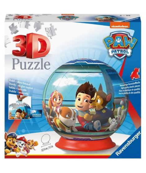 PAT' PATROUILLE Puzzle 3D Ball 72 pieces - Ravensburger - Puzzle enfant 3D sans colle - Des 6 ans