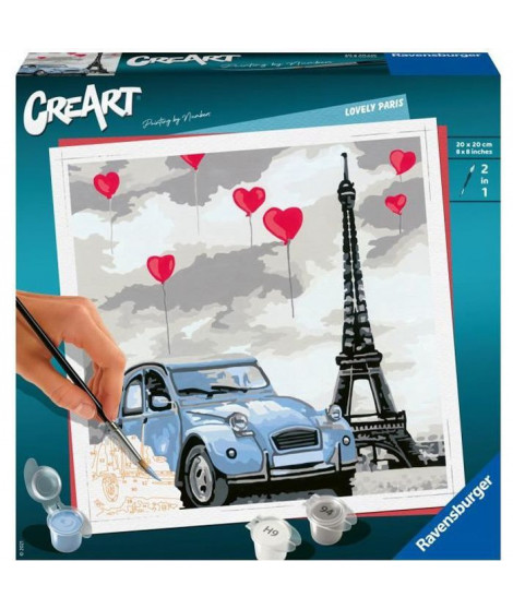 CreArt - carré - Paris - Ravensburger - Coffret complet - Peinture au numéro Adulte - Des 12 ans