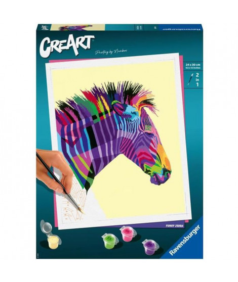 CreArt - grand - Zebre - Ravensburger - Coffret complet - Peinture au numéro Adulte - Des 12 ans