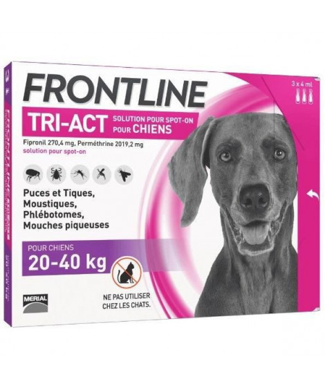 FRONTLINE 3 pipettes Tri-Act - Pour chien de 20 a 40 kg