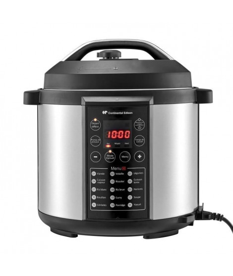 CONTINENTAL EDISON CEMCSP1000I - Multicuiseur Autocuisuer sous pression - 15 programmes -  5,7L  - 1000W - Noir & Inox