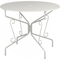 Table de jardin romantique en fer forgé avec trou central pour parasol - 95 cm - Blanc