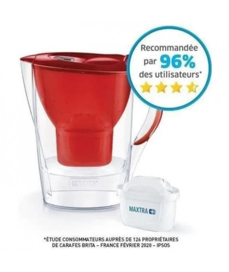 BRITA Carafe filtrante MARELLA Rouge + 1 Cartouche de rechange