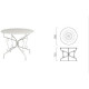 Table de jardin romantique en fer forgé avec trou central pour parasol - 95 cm - Blanc