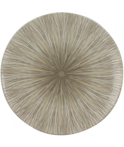 NOVASTYL - Nara - Lot de 6 Assiettes plates - Ø27 cm - Porcelaine - Sable naturel - Décors Relief