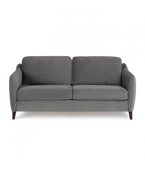 HEXAGONE Canapé convertible couchage express - 3 places - Velours gris - L 182 x P 85 x H 97 cm - CLYDE