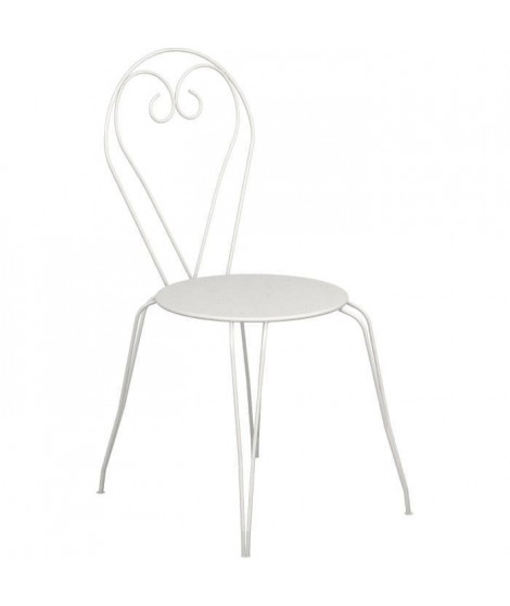 Lot de 4 Chaises de jardin romantique empilable en fer forgé - Blanc