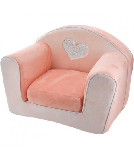 DOMIVA Fauteuil Club Lapinou - 100% Polyester - Convertible et déhoussable - Blanc/rose - 43 x 55,5 cm