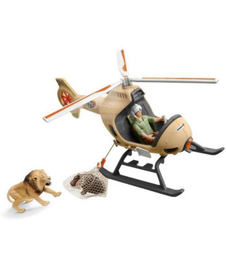 SCHLEICH - Figurine Hélicoptere pour sauvetage d'animaux - 42476 - Wild life