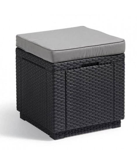 Allibert by KETER - Cube - Table pouf avec coussin - en résine - Gris graphite