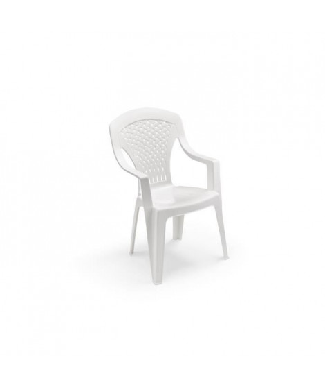 Lot de 4 Fauteuils de jardin monobloc empilable Capri - 56 x 58 x 90 cm - Blanc