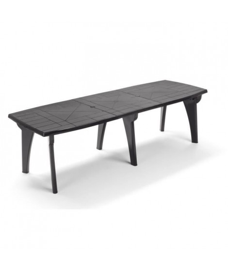 Table de jardin avec rallonge Lipari 2 - 8 a 10 places - 250 x 90 x 72, 8 cm - Gris anthracite