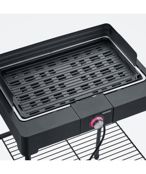 SEVERIN - PG8568 - Barbecue sur pieds électrique, 2 200 W, grille en fonte d'aluminium, bac a eau réducteur de fumée et d'ode…