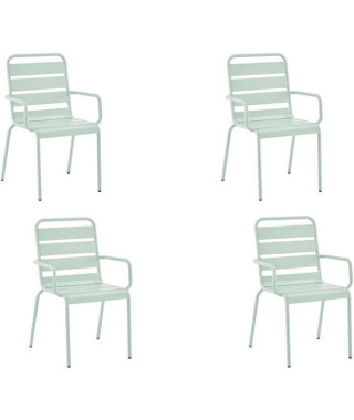 Lot de 4 fauteuils de jardin - Acier - Vert Céladon