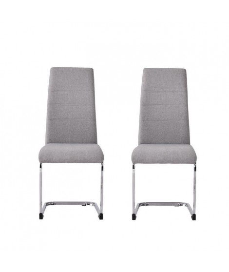 JANE Lot de 2 chaises - Pied chromé - Tissu gris - L 42 x P 56 x H 99 cm