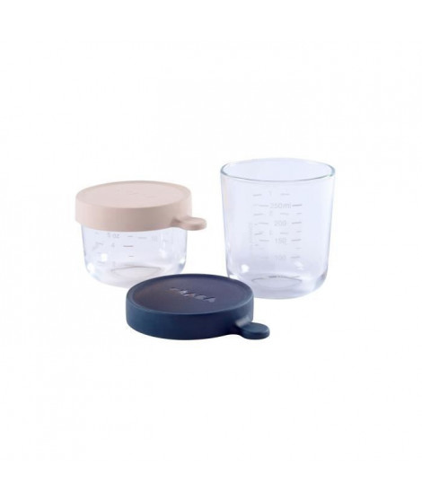 BEABA Coffret 2 portions verre 150ml pink, 250ml dark blue