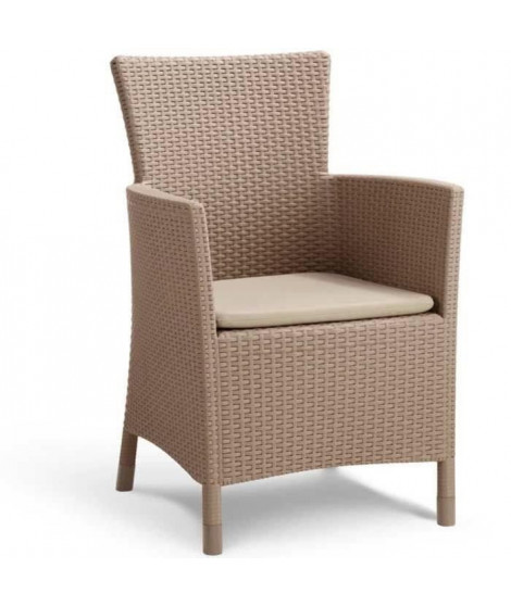 Fauteuil de jardin Cappucino - aspect rotin tressé avec coussin polyester - ALLIBERT BY KETER - IOWA