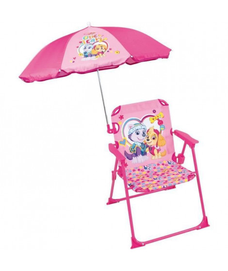 FUN HOUSE PAT'PATROUILLE Stella Everest Chaise pliante de camping - H.38.5 xl.38.5 x P.37.5 cm - Avec parasol ø 65 cm