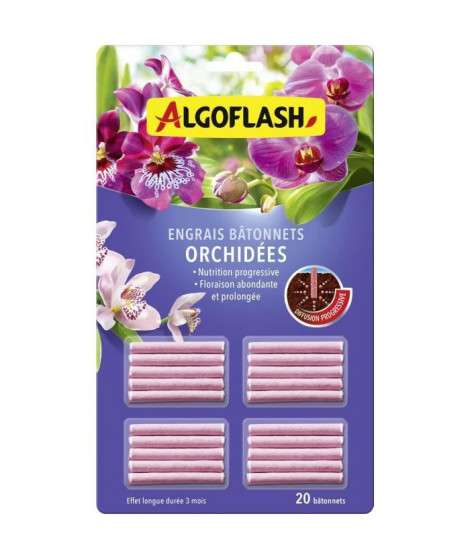 ALGOFLASH - Bâtonnets Engrais Orchidées 20 bâtonnets