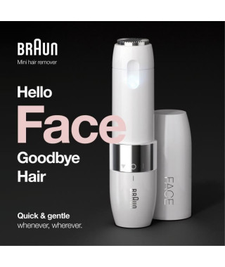 Braun Face Mini FS1000 Rasoir Visage éléctrique pour femme - Doux pour la peau - Fonction Smart Light - Blanc