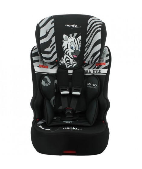 Siege auto NANIA RACER - Isofix - Groupe 1/2/3 (9-36Kg) - Tetiere réglable en hauteur - Zebre - Fabriqué en France