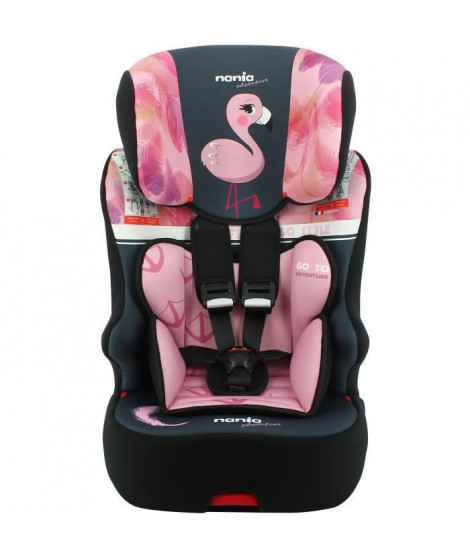 Siege auto NANIA RACER - Isofix - Groupe 1/2/3 (9-36Kg) - Tetiere réglable en hauteur - Flamingo - Fabriqué en France