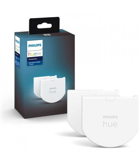 Philips Hue Module d'interrupteur mural, Pack de 2, Blanc, fonctionne avec Alexa, Google Assistant et Apple Homekit