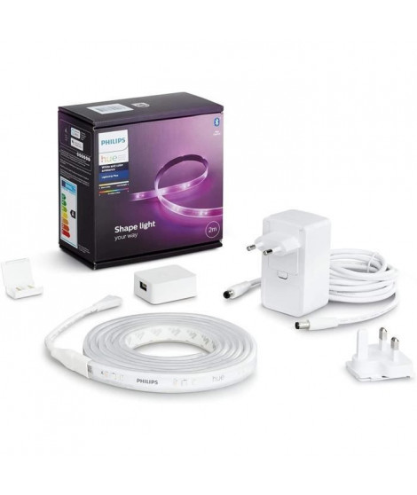 Philips Hue White & Color Ambiance Indoor LightStrips+ 2m, V4, base connectique, Bluetooth, fonctionne avec Alexa, Google et …