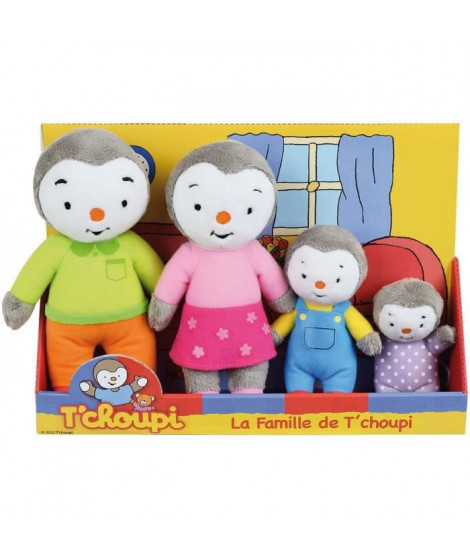 Coffret famille 4 Peluches - T'Choupi - JEMINI - +/- 19 cm