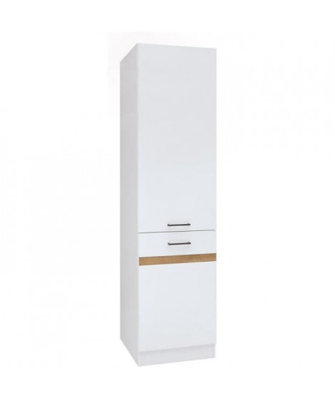 JUNONA Colonne de cuisine 2 Portes ouverture droite - L 50 x H 196 x P 46 cm - Blanc brillant