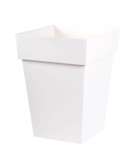 EDA Pot de fleur mi-haut carré Toscane - 39 x 39 x H 53 cm - 51 L - Blanc