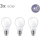 Philips, pack de 3 ampoules E27 LED 60W, blanc chaud