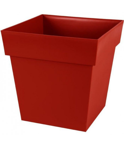 EDA Pot de fleur carré Toscane - 39 x 39 x H 39 cm - 38 L - Rouge rubis