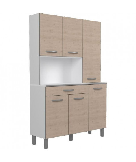 OSLO Buffet de 120 cm - 1 Tiroir et 6 Portes - L 120 x P 40 x H 185 cm - Coloris Chene