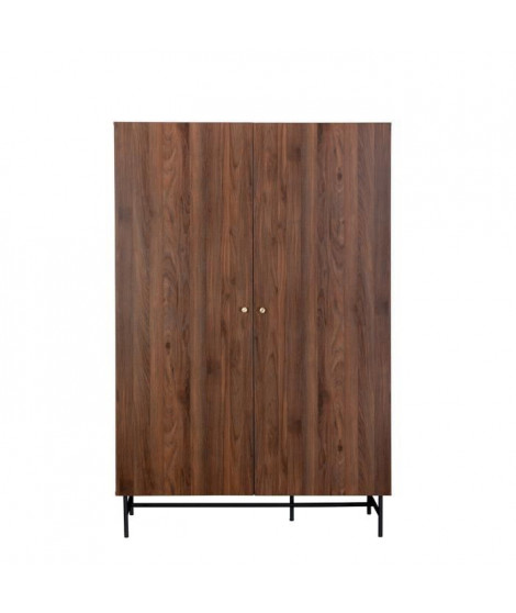 Dressing 2 portes 2 tiroirs - Bois et métal - L 126 x P 50 x H 190 - LODGE