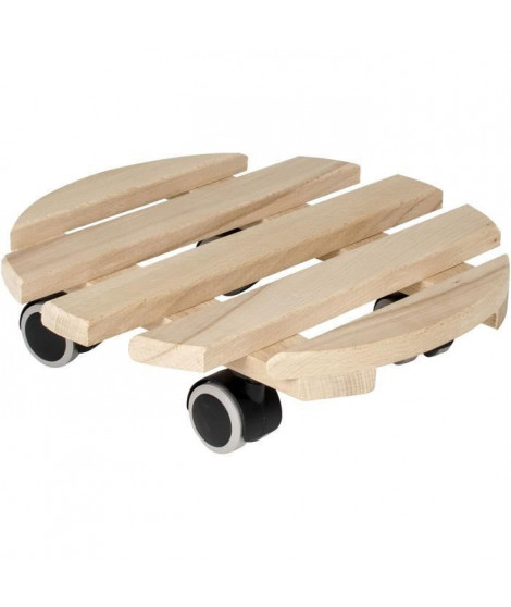 EDA Support a roulettes Ø 38 cm en Bois - 4 roulettes - 38 x 38 x H.8,4 cm