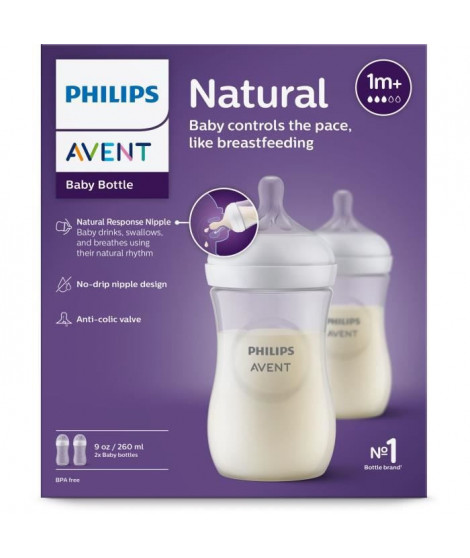 Lot de 3 Biberons Natural 3.0 PHILIPS AVENT SCY903/02 - 260 ml