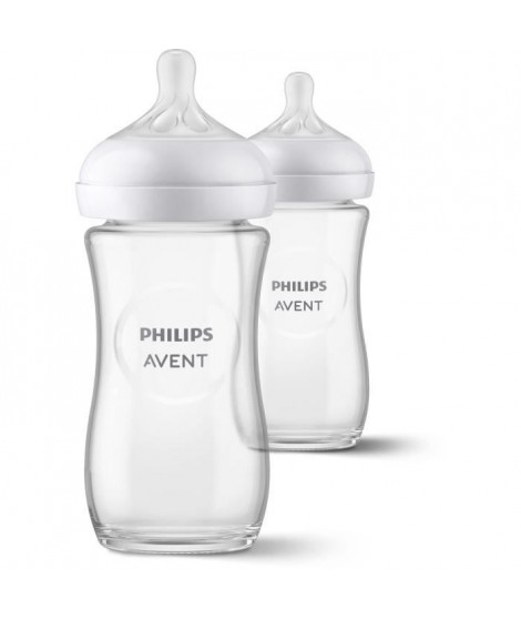 Lot de 2 Biberons Natural 3.0 PHILIPS AVENT SCY933/02 - 240 ml - En verre