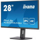 Ecran ordinateur IIYAMA ProLite 28, IPS LED, 3840x2160(4K), 300cd/m², Haut-parleurs, HDMI, DPort, USB-HUB (4x3.0), 3ms
