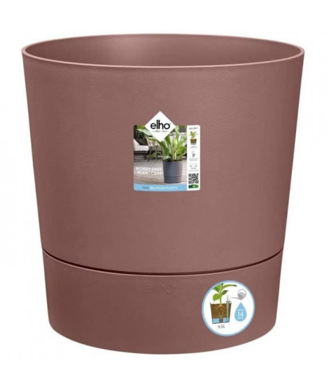 Pot De Fleurs Rond GREENSENSE AQUA CARE - Plastique Réservoir - Avec roulettes - Ø30 - Brun Argile