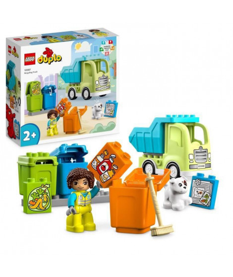 LEGO DUPLO 10987 Le Camion de Recyclage, Jouets Éducatifs et de Tri de Couleurs, Enfants 2 Ans