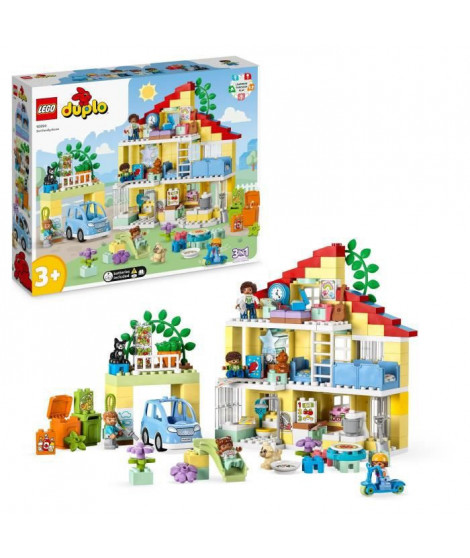 LEGO DUPLO Ma Ville 10994 La Maison Familiale 3-en-1, Jouet Maison de Poupée avec Voiture