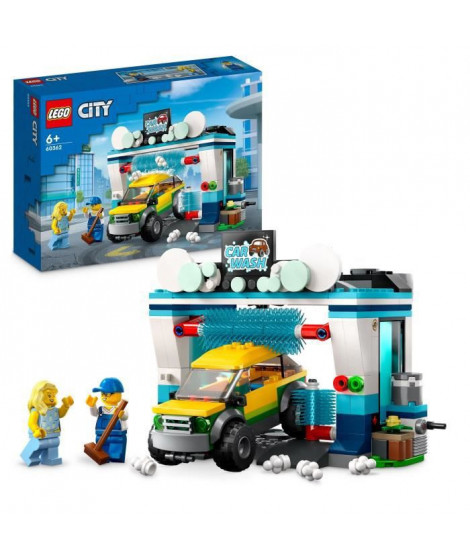 LEGO City 60362 La Station de Lavage, Jouet pour Enfants Des 6 Ans, avec Voiture et Minifigurines