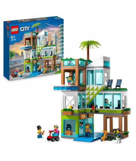 LEGO City 60365 L'Immeuble d'Habitation, Maquette Modulaire avec Chambres, Magasin et Vélo