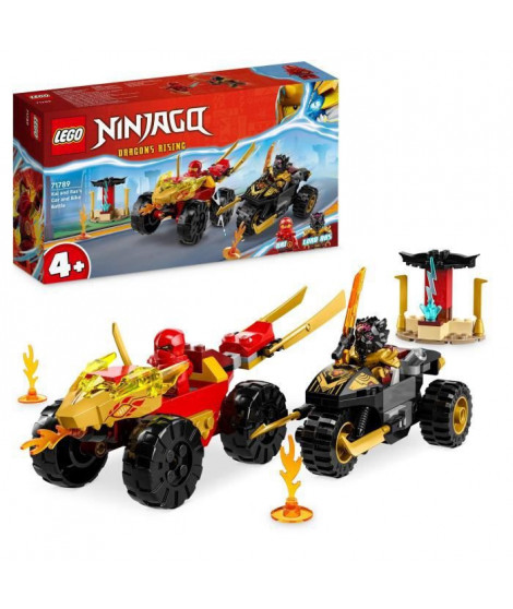 LEGO NINJAGO 71789 Le Combat en Voiture et en Moto de Kai et Ras, Jouet Enfants Des 4 Ans