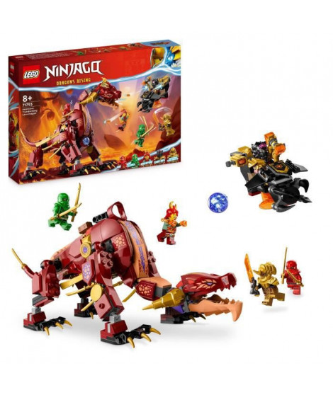 LEGO NINJAGO 71793 Le Dragon de Lave Transformable de Heatwave, Jouet de Dragon avec Minifigurines