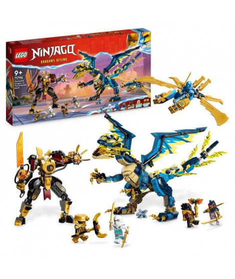 LEGO NINJAGO 71796 Le Dragon Élémentaire contre le Robot de l'Impératrice, Grand Jouet